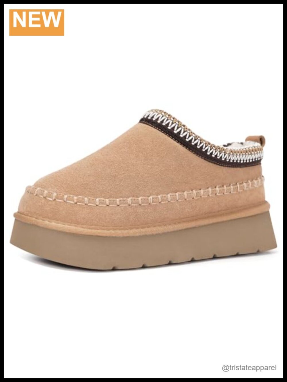 Genuine Suede Platform Slipper Boots Faux Fur Lined Women's Slip-On House Shoes